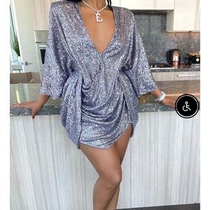 Silver sparkly mini dress.